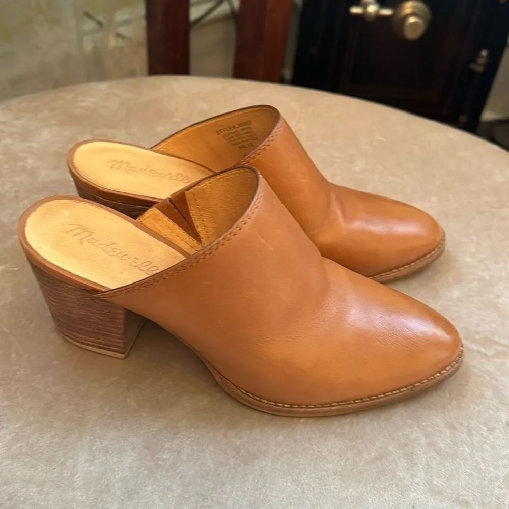 *Madewell* BOHO-Chic Tan Mules Slides Wood-Heel Clogs Sz 7